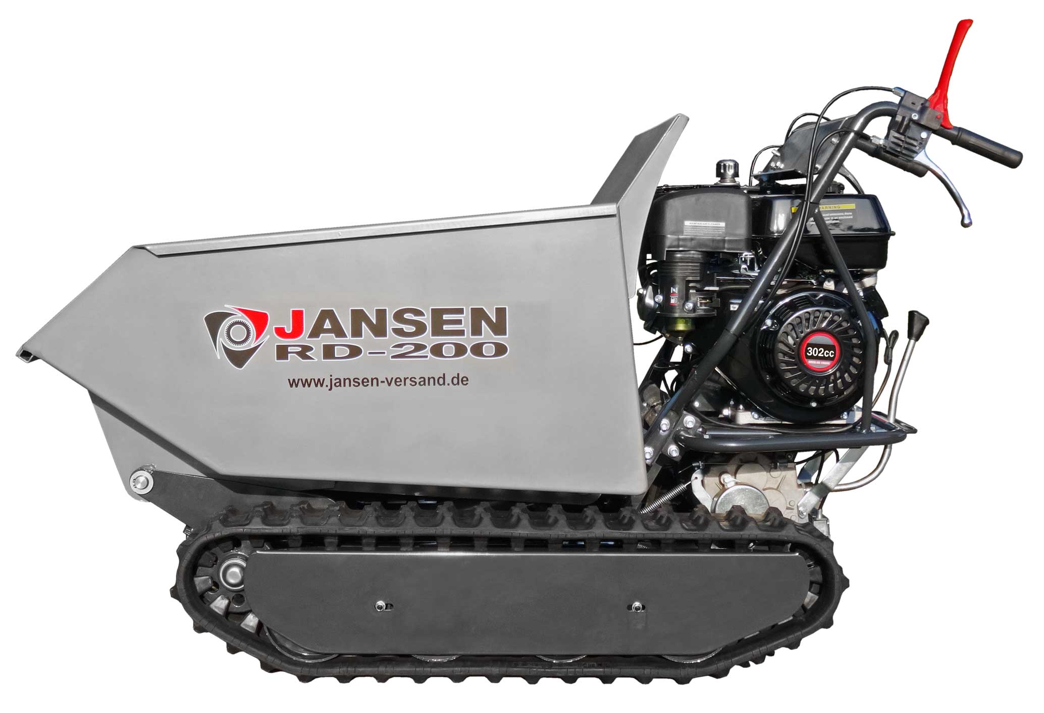 Raupendumper Jansen RD-200, hydraulische Mulde, 9 PS Benzinmotor