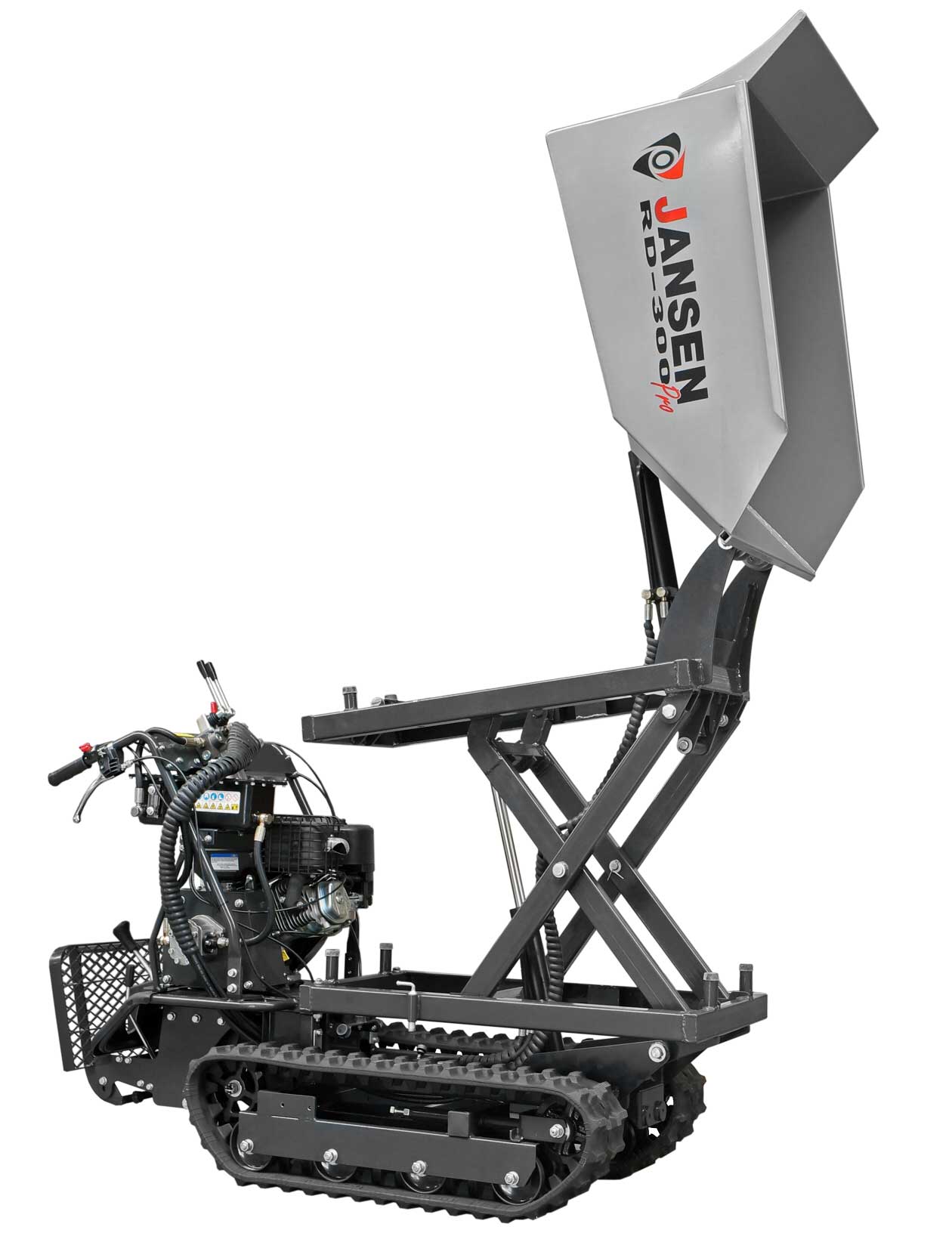 Raupendumper Jansen RD-300pro, hydraulische Mulde mit Hochkippsystem