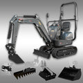 JANSEN® MB-700 Minibagger, 8,5 PS Benzin, Komplett-Set, Verstellfahrwerk
